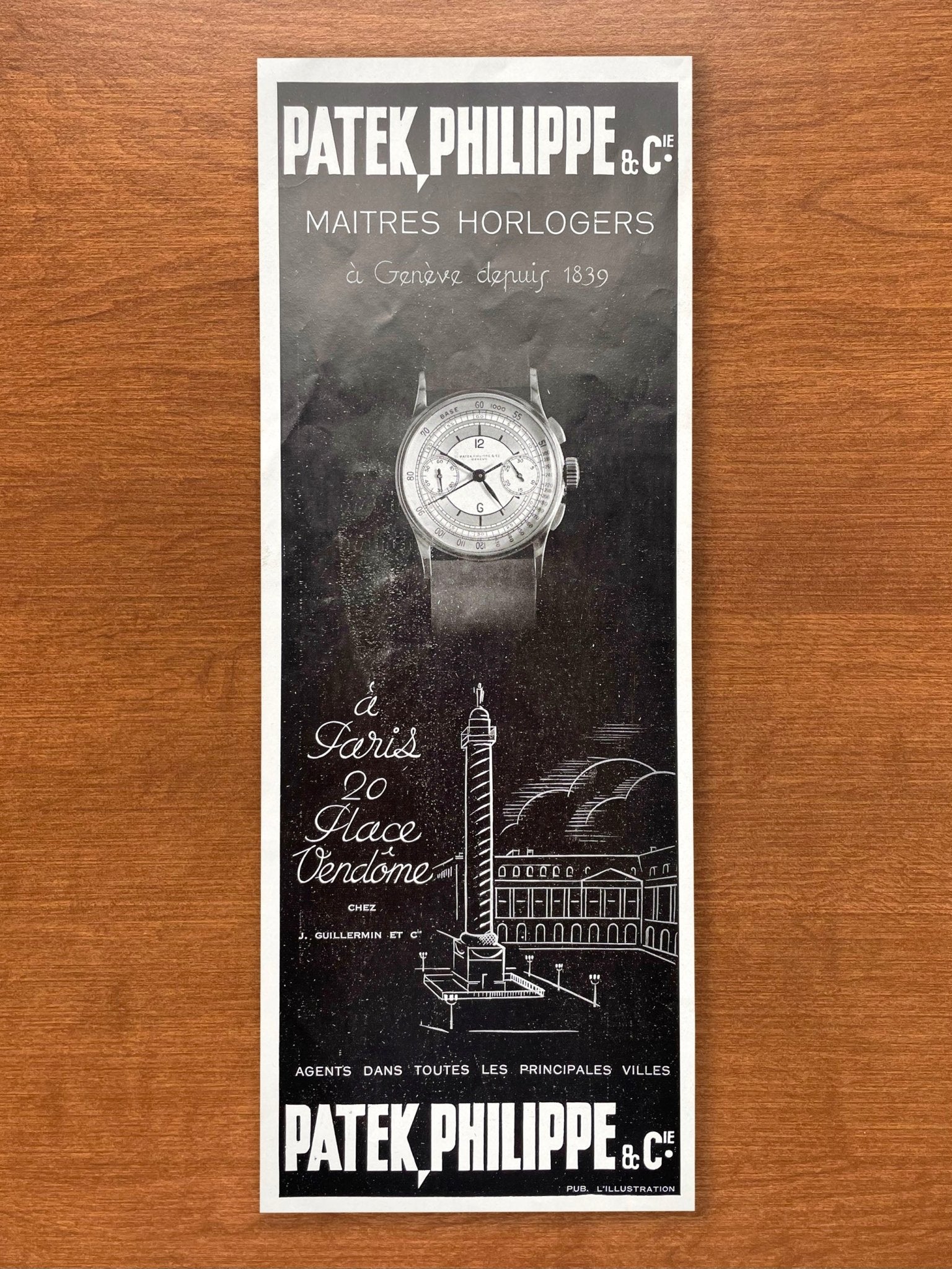 1938 Patek Philippe Ref. 130 Place Vendome Paris Advertisement