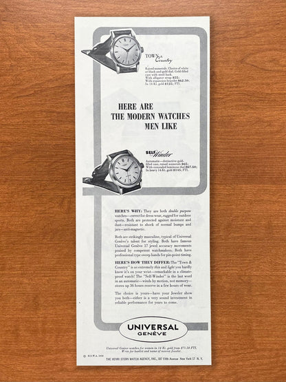 1950 Universal Geneve "Modern Watches Men Like" Advertisement