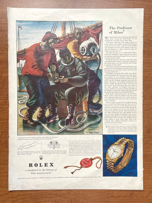 1953 Rolex Datejust "The Professor of Milan" Advertisement