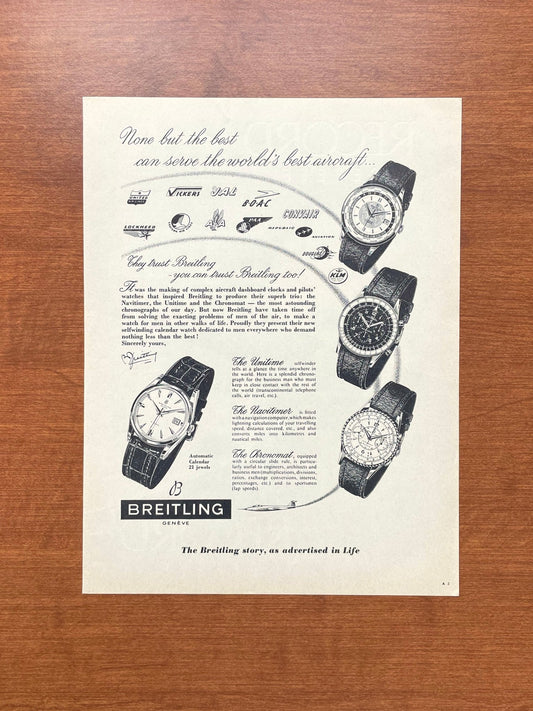 1957 Breitling Unitime, Navitimer, and Chronomat "They trust Breitling" Advertisement