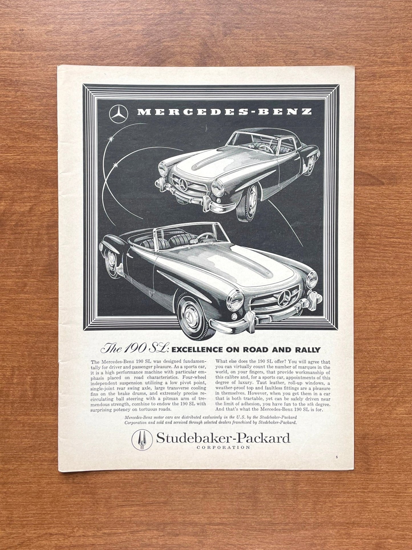 1958 Mercedes Benz 190 SL "Road and Rally" Advertisement