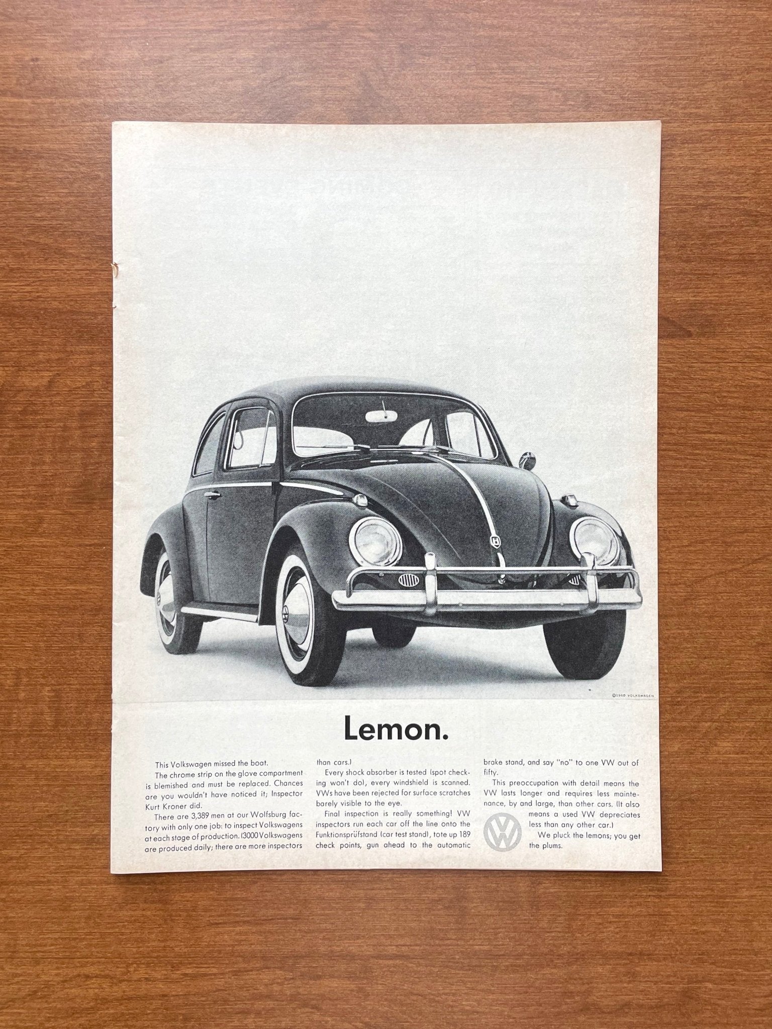 1960 Volkswagen VW Beetle "Lemon." Advertisement