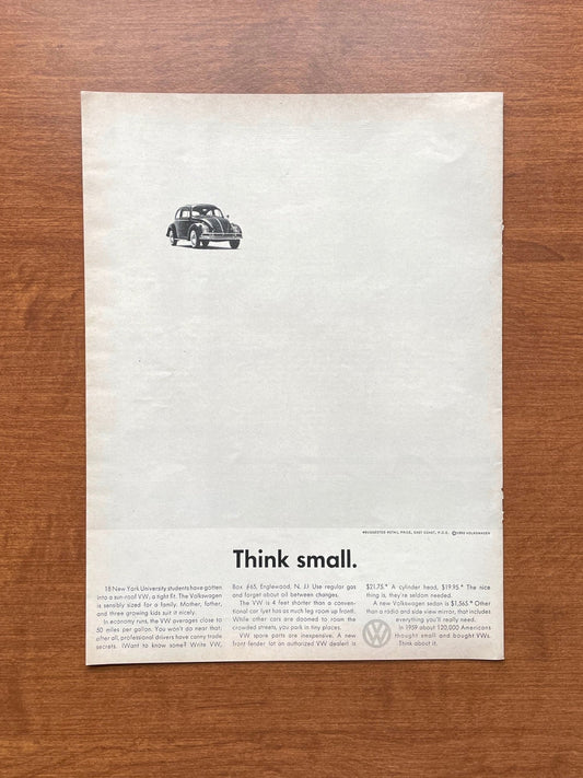 1960 Volkswagen VW Beetle "Think small." Advertisement