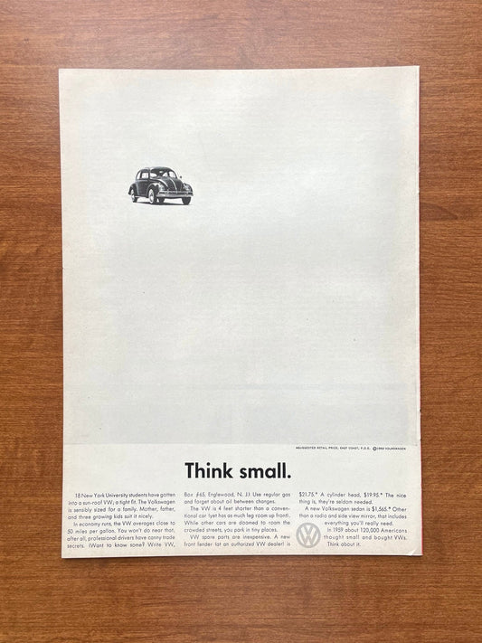 1960 Volkswagen VW Beetle "Think small." Advertisement