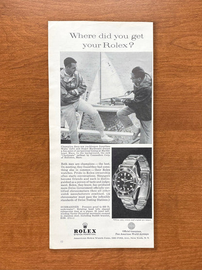 1962 Rolex Submariner "Where did you get your Rolex?" Advertisement