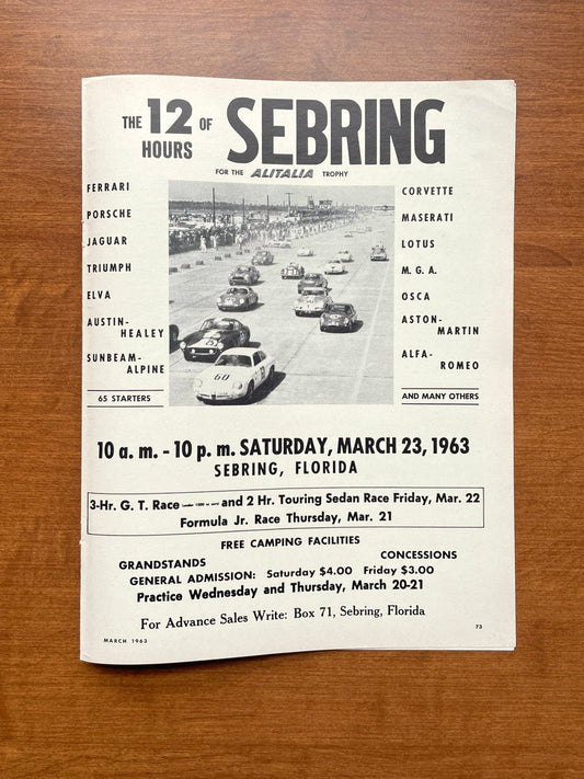 1963 12 Hours of Sebring Advertisement