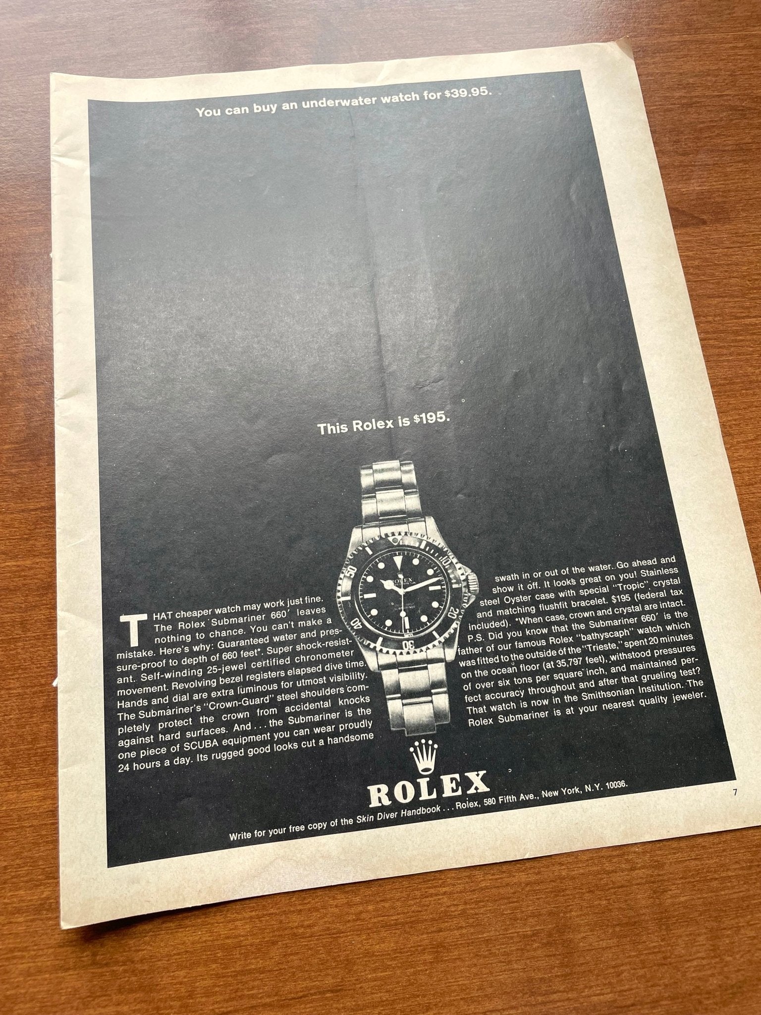 1964 "This Rolex is $195" Submariner Advertisement