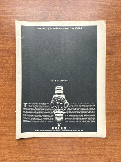 1964 "This Rolex is $195" Submariner Advertisement