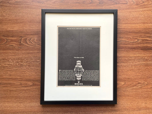 1964 "This Rolex is $195" Submariner Advertisement in Black Wood Frame