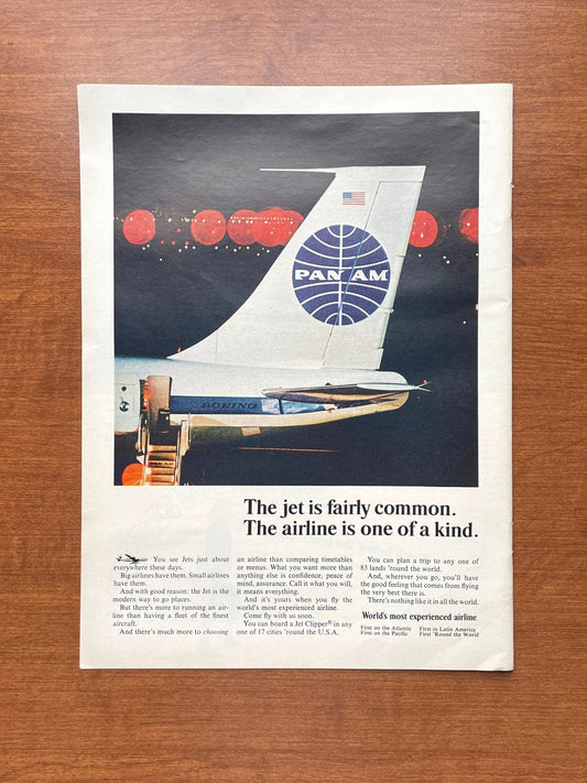 1965 Boeing feat. Pan Am "Jet is fairly common... airline is one of a kind." Advertisement