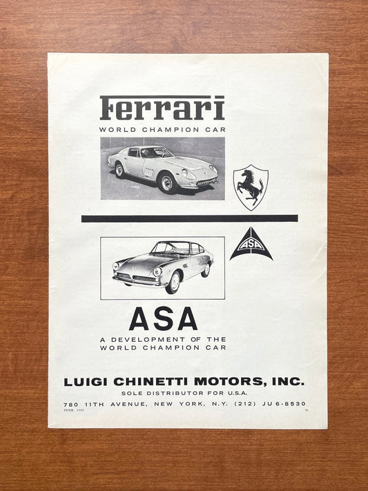 1965 Ferrari & ASA at Chinetti Motors Advertisement