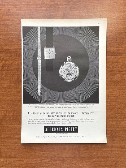 1966 Audemars Piguet "taste as well as the means" Advertisement