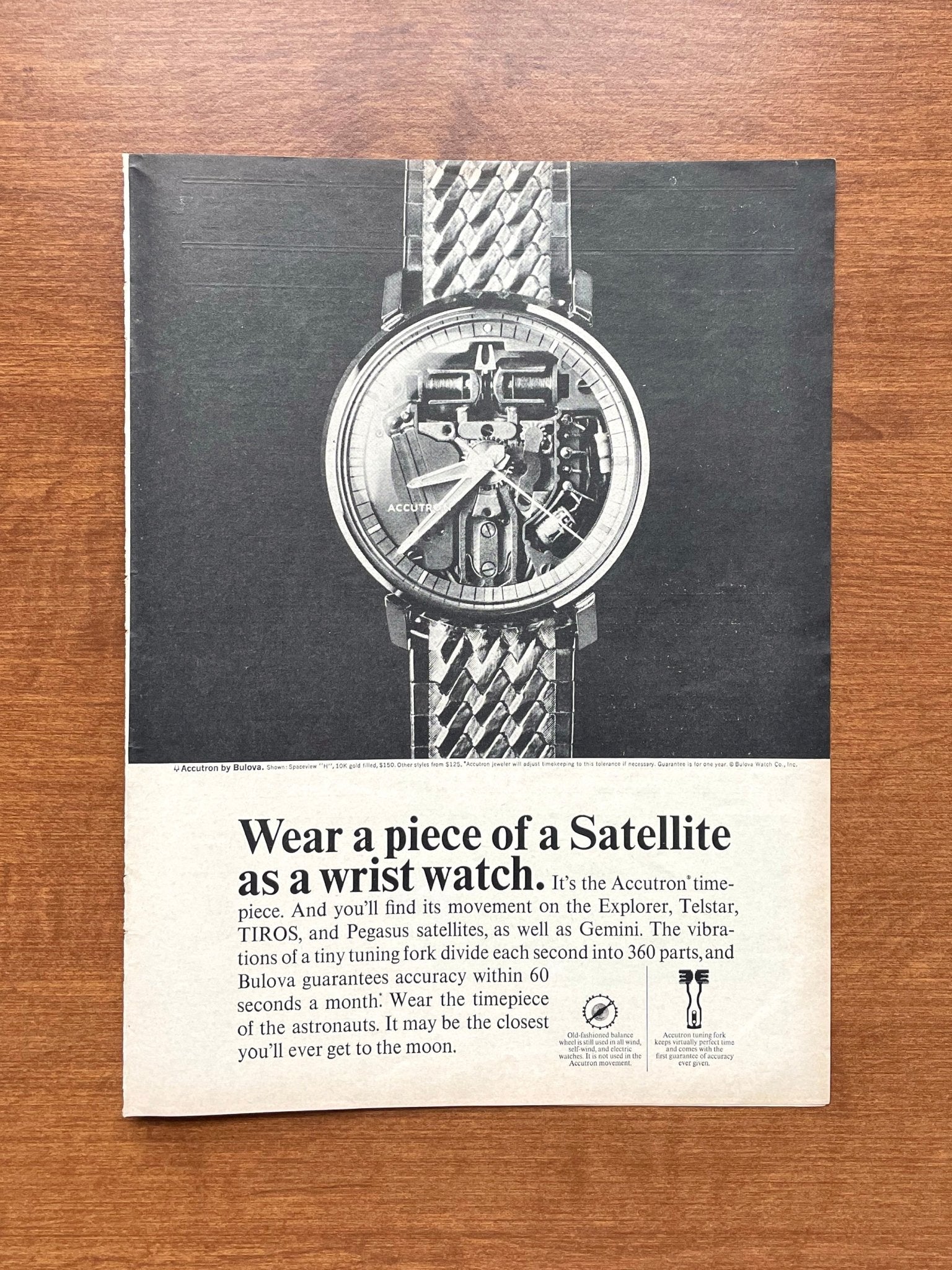 1966 Bulova Accutron "Satellite as a wrist watch" Advertisement