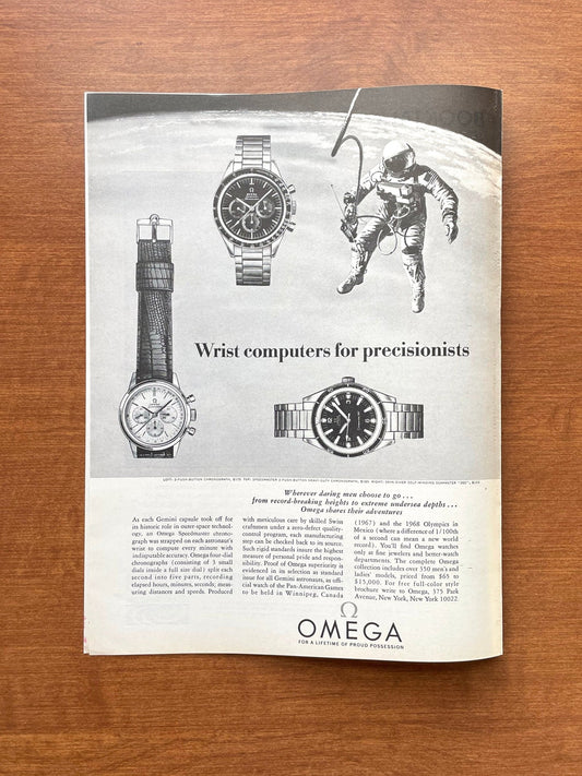 1966 Omega Speedmaster, Seamaster "Wrist computers for precisionists" Advertisement