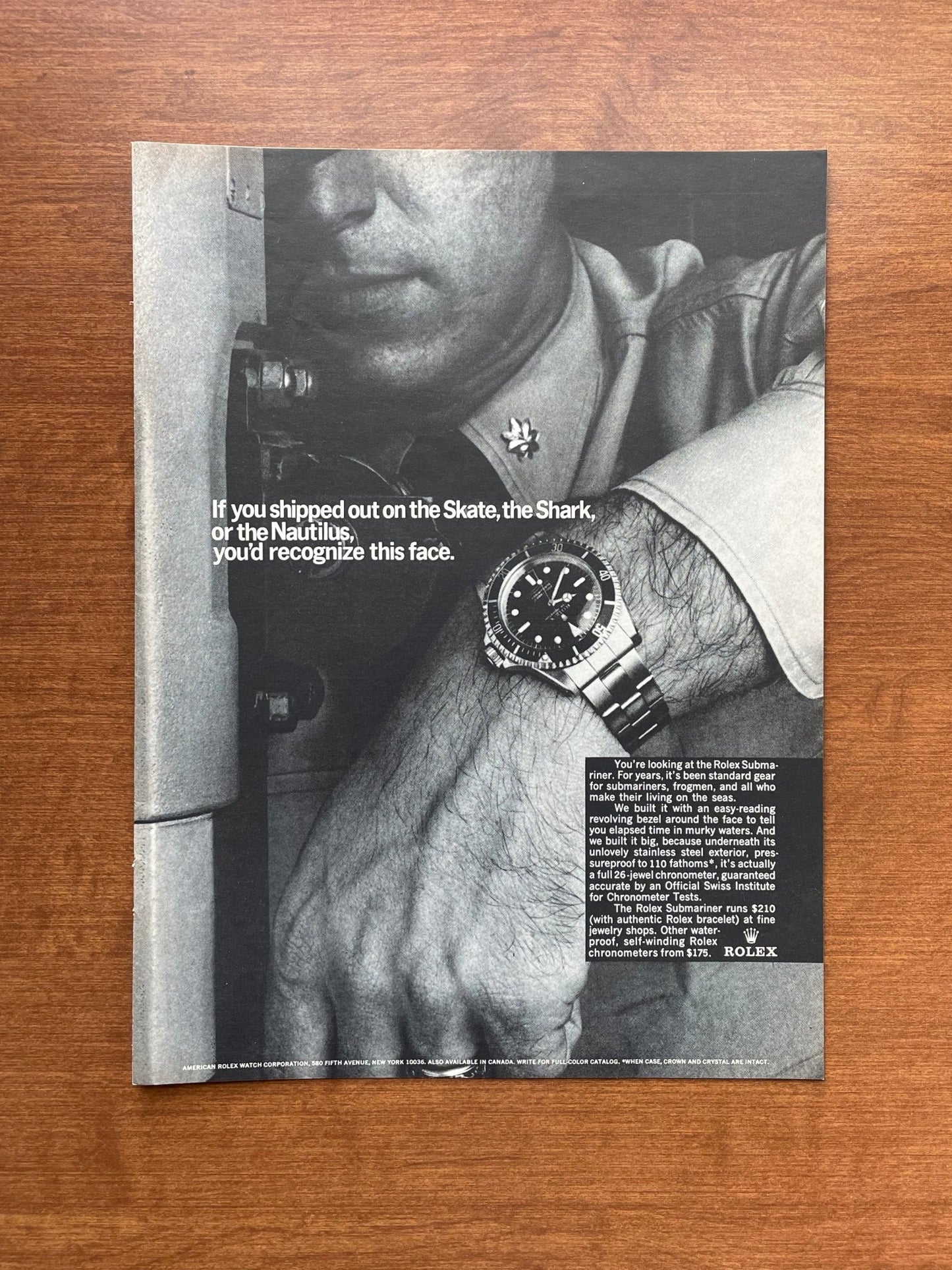 1966 Rolex Submariner Ref. 5512 "Skate, the Shark, or the Nautilus..." Advertisement