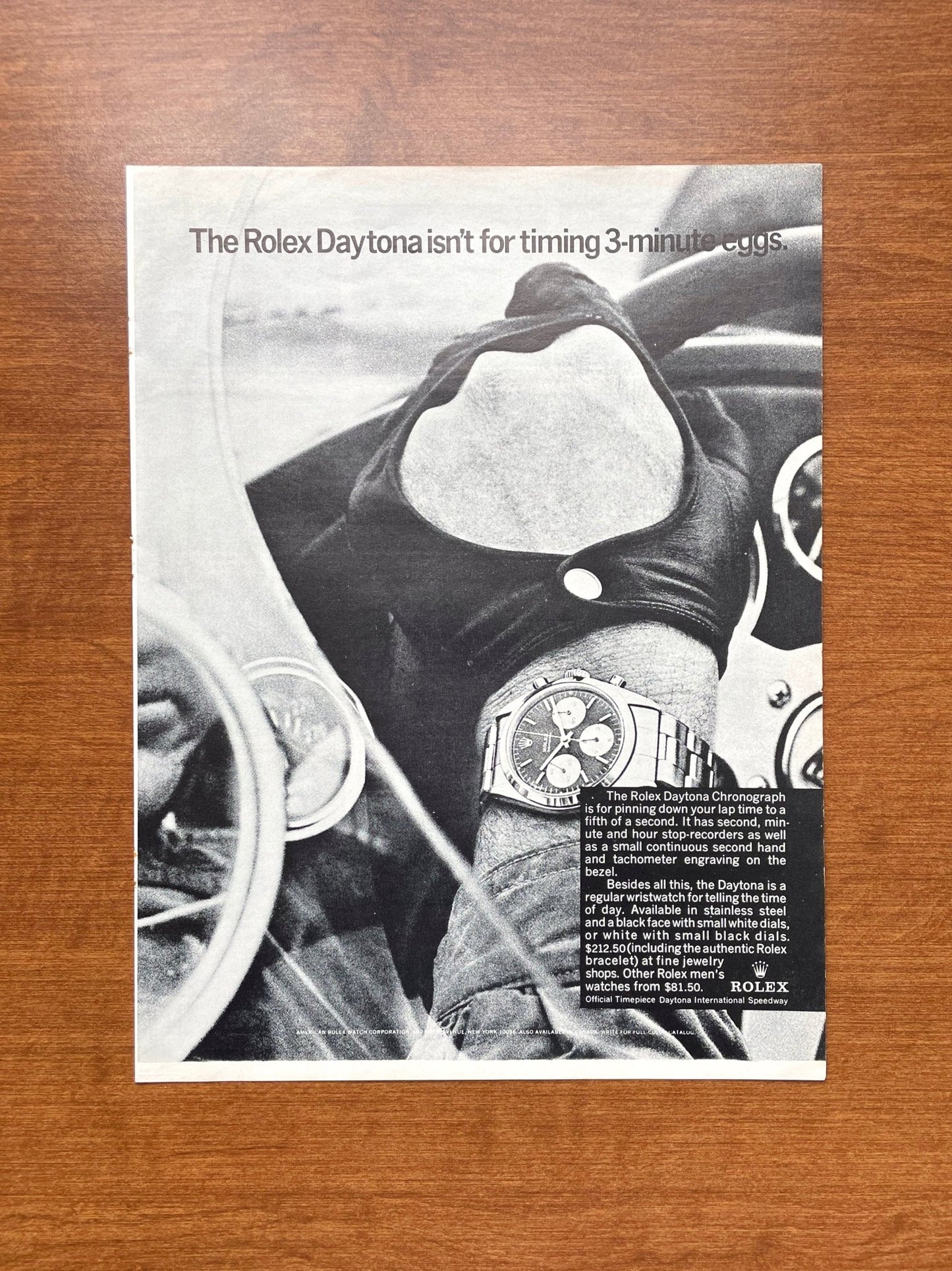1967 Rolex Daytona "isn't for timing 3 - minute eggs." Advertisement