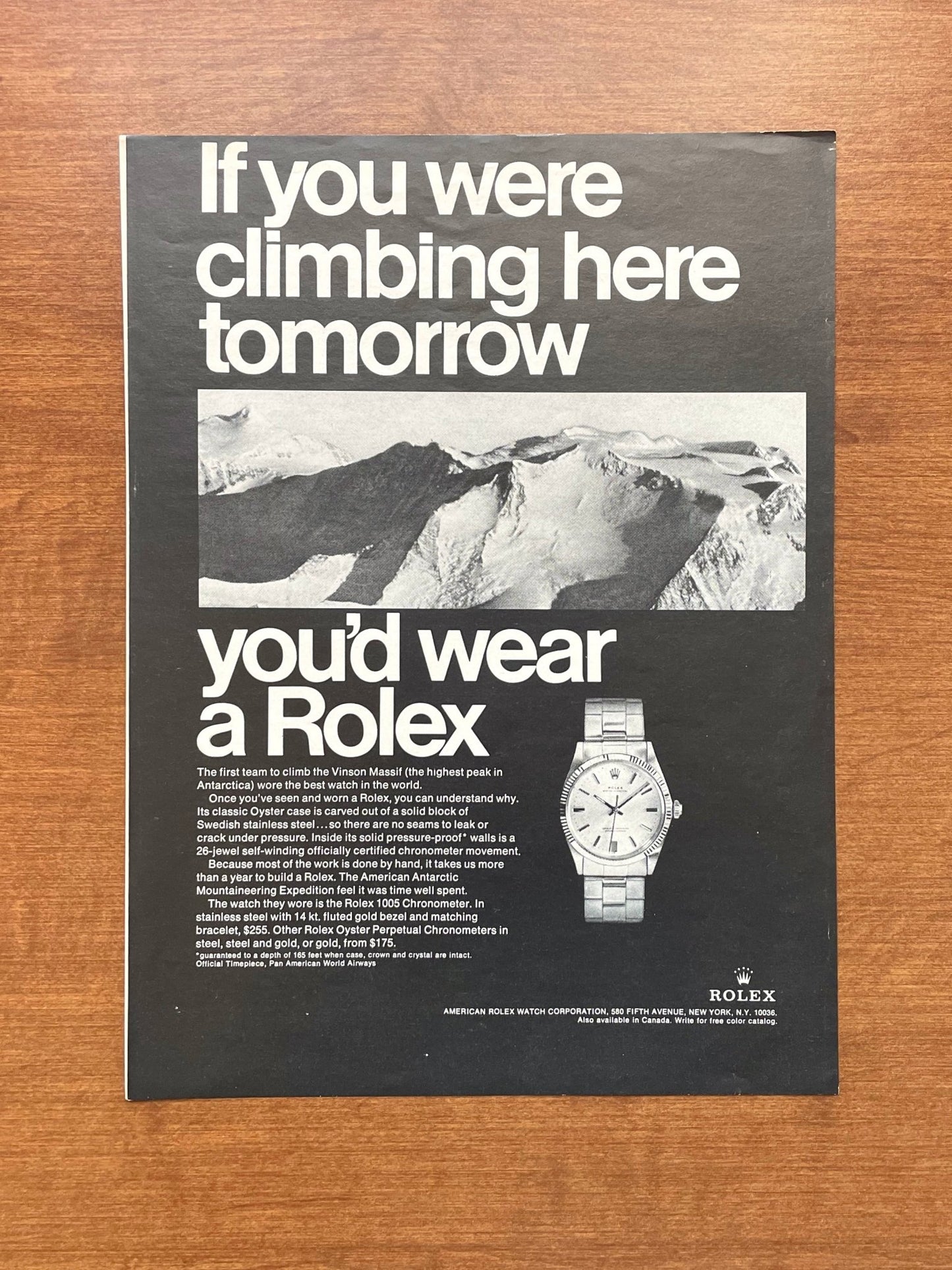 1967 Rolex Oyster Perpetual "if you were climbing..." Advertisement