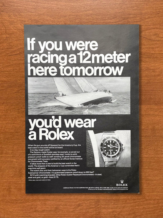 1967 Rolex Submariner "If you were racing a 12 meter..." Advertisement