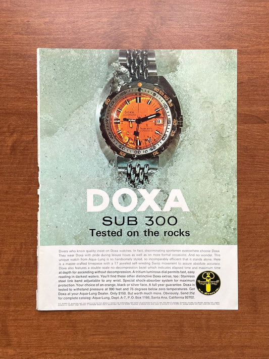 1968 Doxa SUB 300 "Tested on the rocks" Advertisement