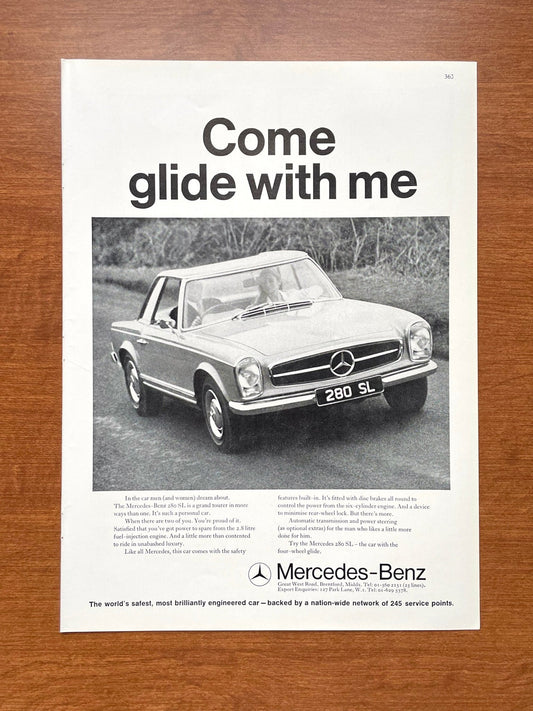 1968 Mercedes Benz 280 SL "Come glide with me" Advertisement