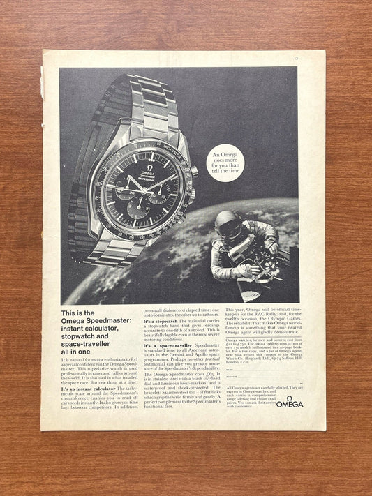 1968 Omega Speedmaster "does more for you than tell the time" Advertisement