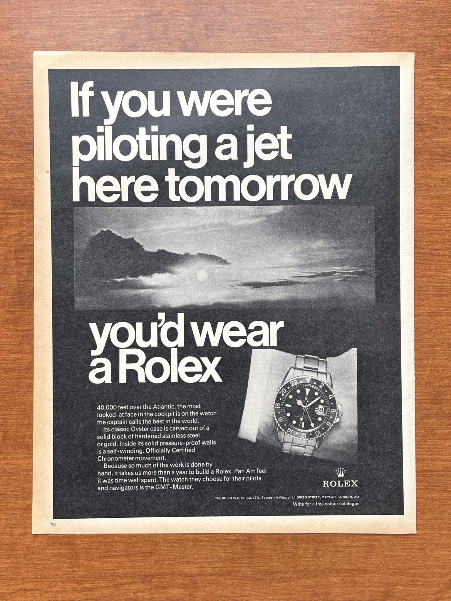 1968 Rolex GMT Master Ref. 1675 "If you were piloting..." Advertisement