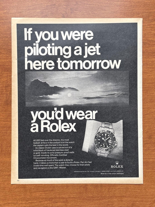 1968 Rolex GMT Master Ref. 1675 "If you were piloting..." Advertisement