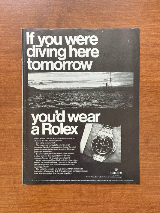 1968 Rolex Submariner "If you were diving here..." Advertisement