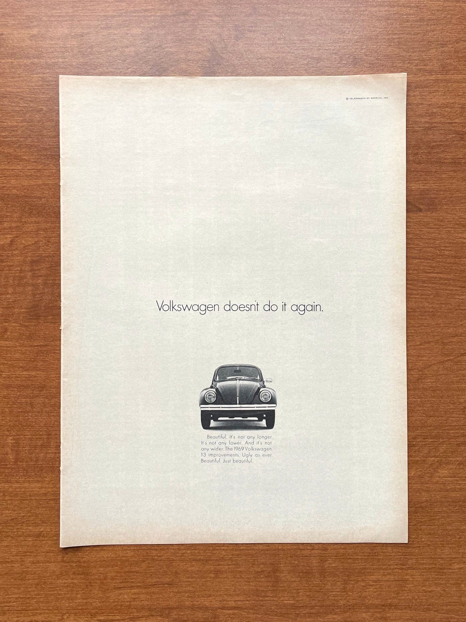 1968 Volkswagen VW Beetle "doesn't do it again." Advertisement