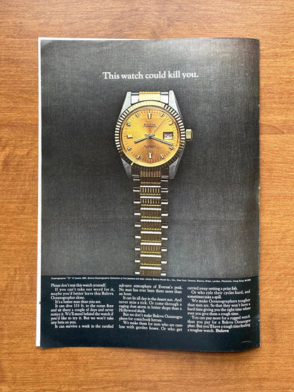 1969 Bulova Oceanographer "This watch could kill you" Advertisement