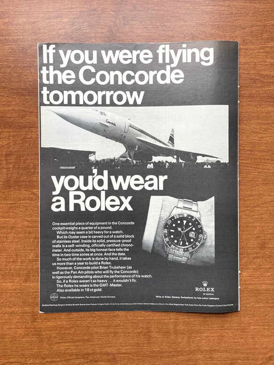 1969 GMT Master Ref. 1675 "If you were flying the Concorde..." Advertisement (earlier)