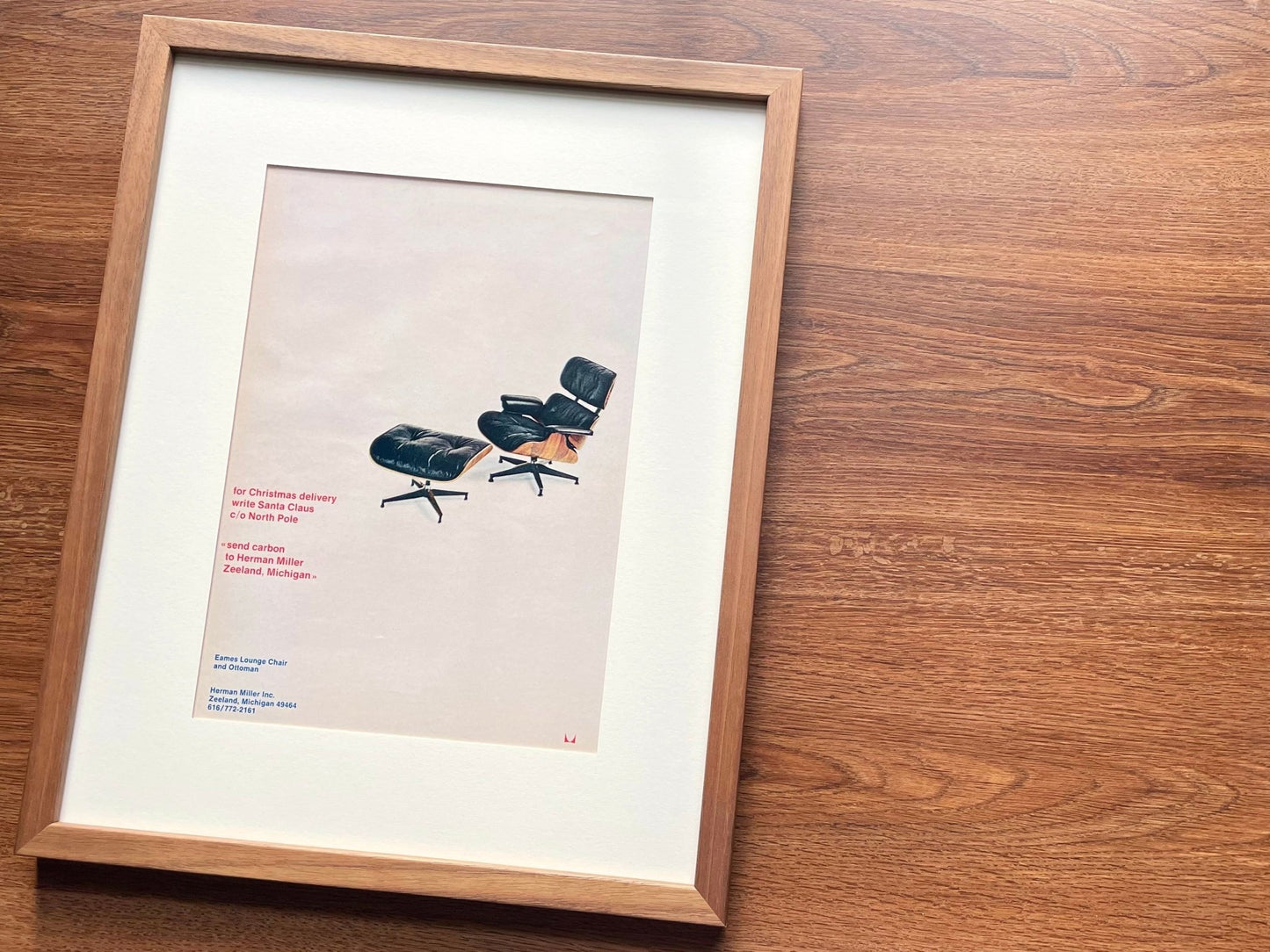 1969 Herman Miller Eames Lounge Chair and Ottoman Advertisement in Wood Walnut Frame