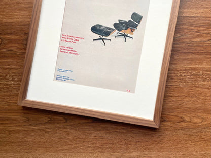 1969 Herman Miller Eames Lounge Chair and Ottoman Advertisement in Wood Walnut Frame