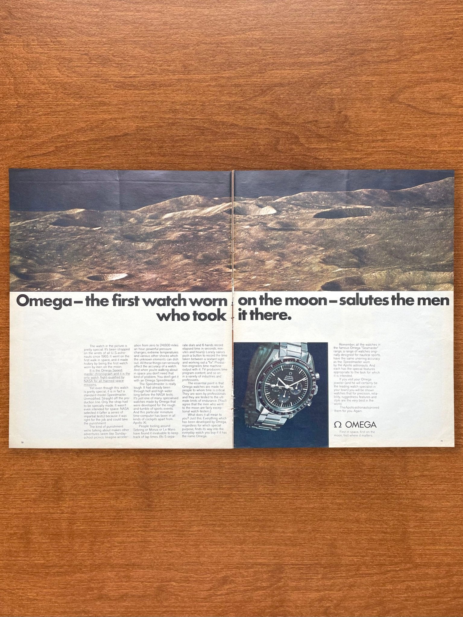 1969 Omega Speedmaster "First Watch Worn on the Moon..." Advertisement