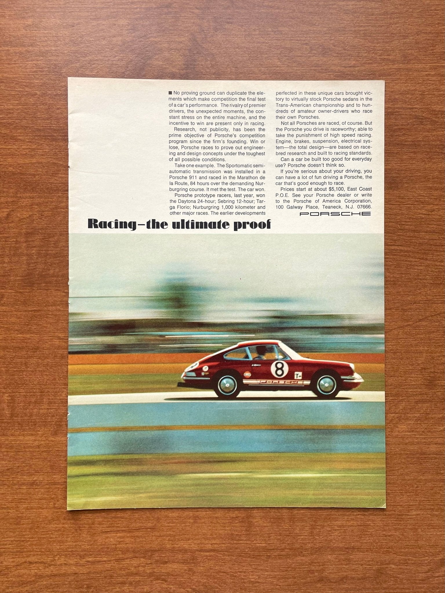 1969 Porsche 911 "Racing - the ultimate proof" Advertisement