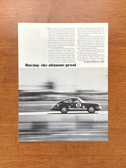 1969 Porsche 911 "Racing - the ultimate proof" in B/W Advertisement