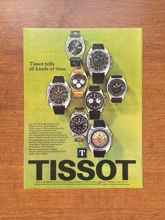 1969 Tissot "tells all kinds of time" Advertisement