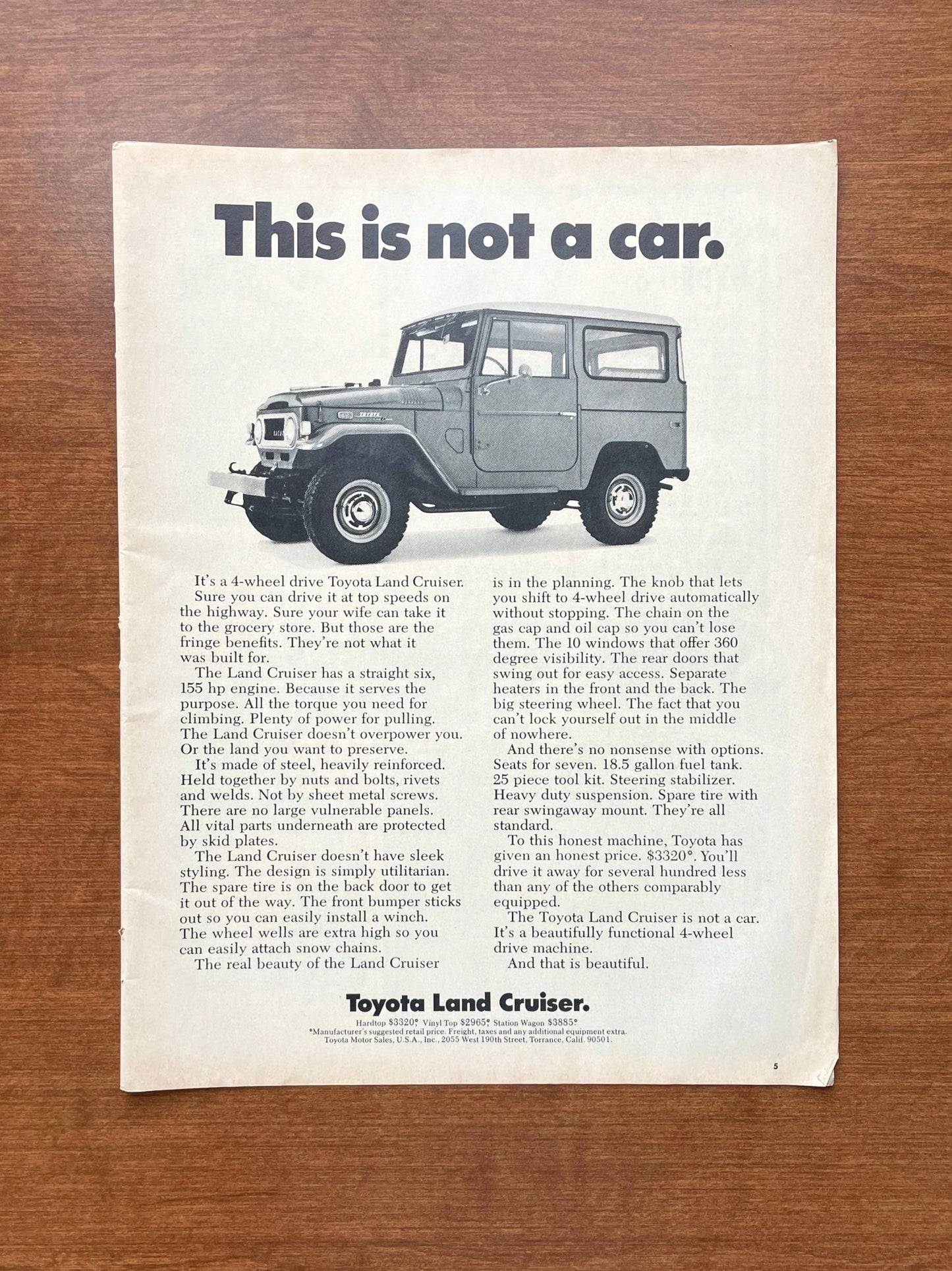 1970 Toyota Land Cruiser "This is not a car." Advertisement