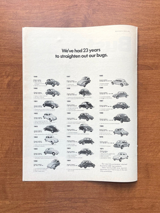 1971 Volkswagen VW Beetle "straighten out our bugs" Advertisement