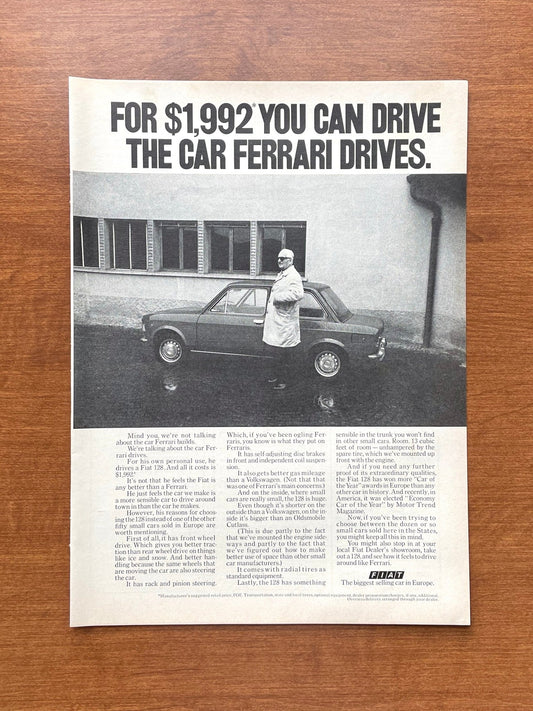 1972 Fiat "Drive the Car Ferrari Drives" featuring Enzo Ferrari Advertisement