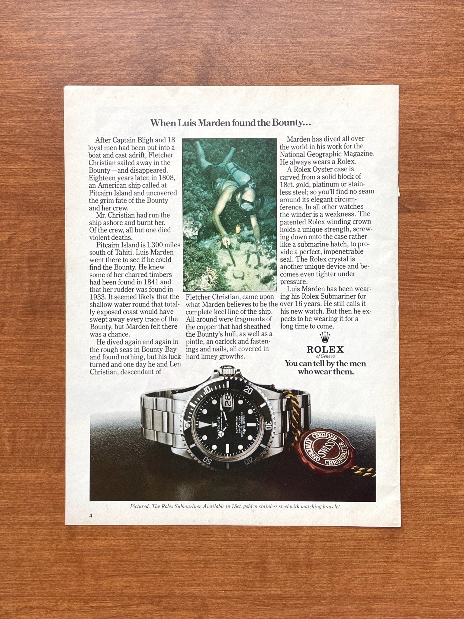 1974 Rolex Submariner Ref. 1680 feat. Luis Marden Advertisement