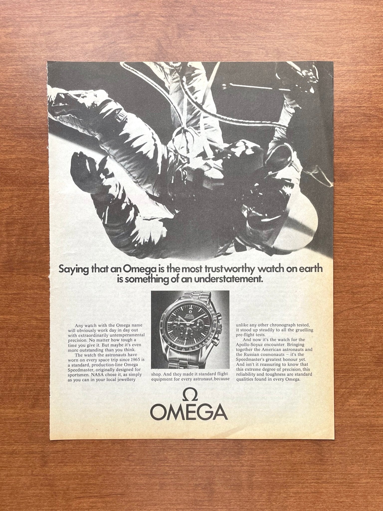 1975 Omega Speedmaster "most trustworthy watch on earth" Advertisement