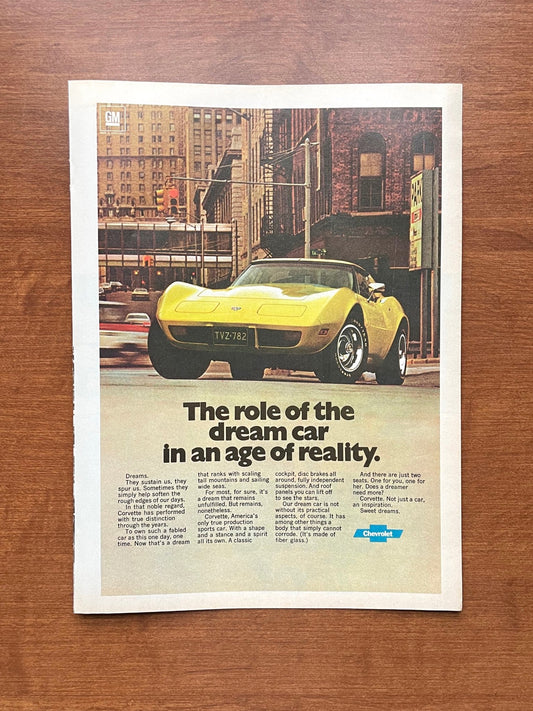 1976 Chevrolet "Chevy" Corvette "dream car in an age of reality" Advertisement