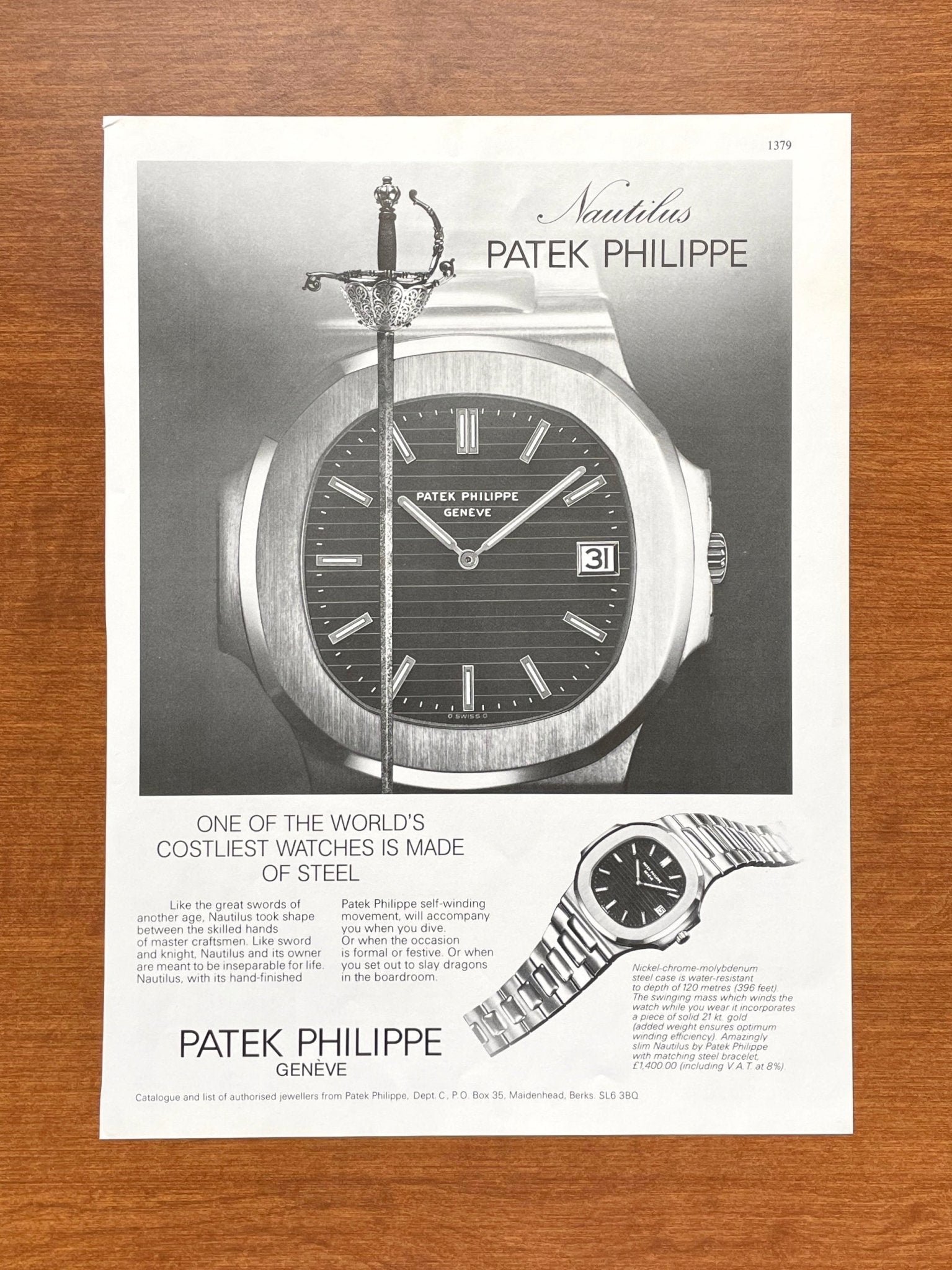 1977 Patek Philippe Nautilus Advertisement