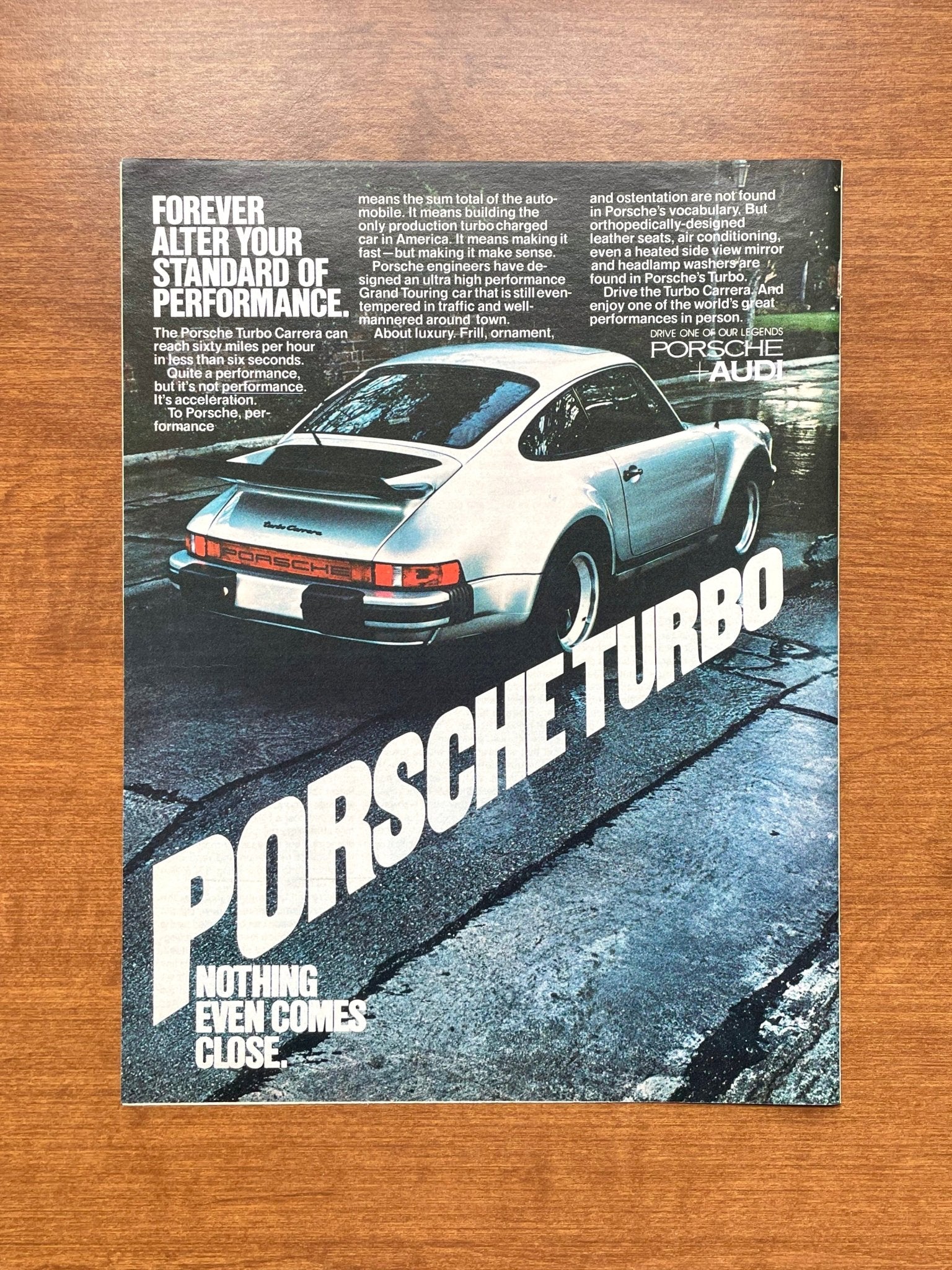 1977 Porsche Turbo Carrera "Nothing Even Comes Close." Advertisement