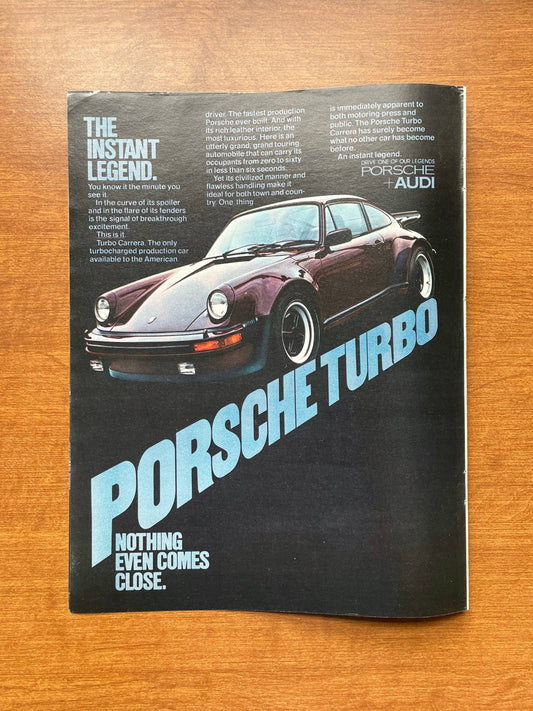 1977 Porsche Turbo Carrera "The Instant Legend." Advertisement