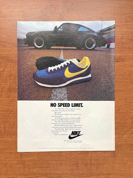 1978 Nike w/ Porsche 911 "No Speed Limit." Advertisement