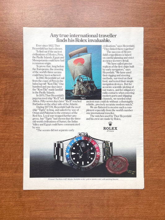 1979 Rolex GMT Master Ref. 1675 "Any true international traveller..." Advertisement