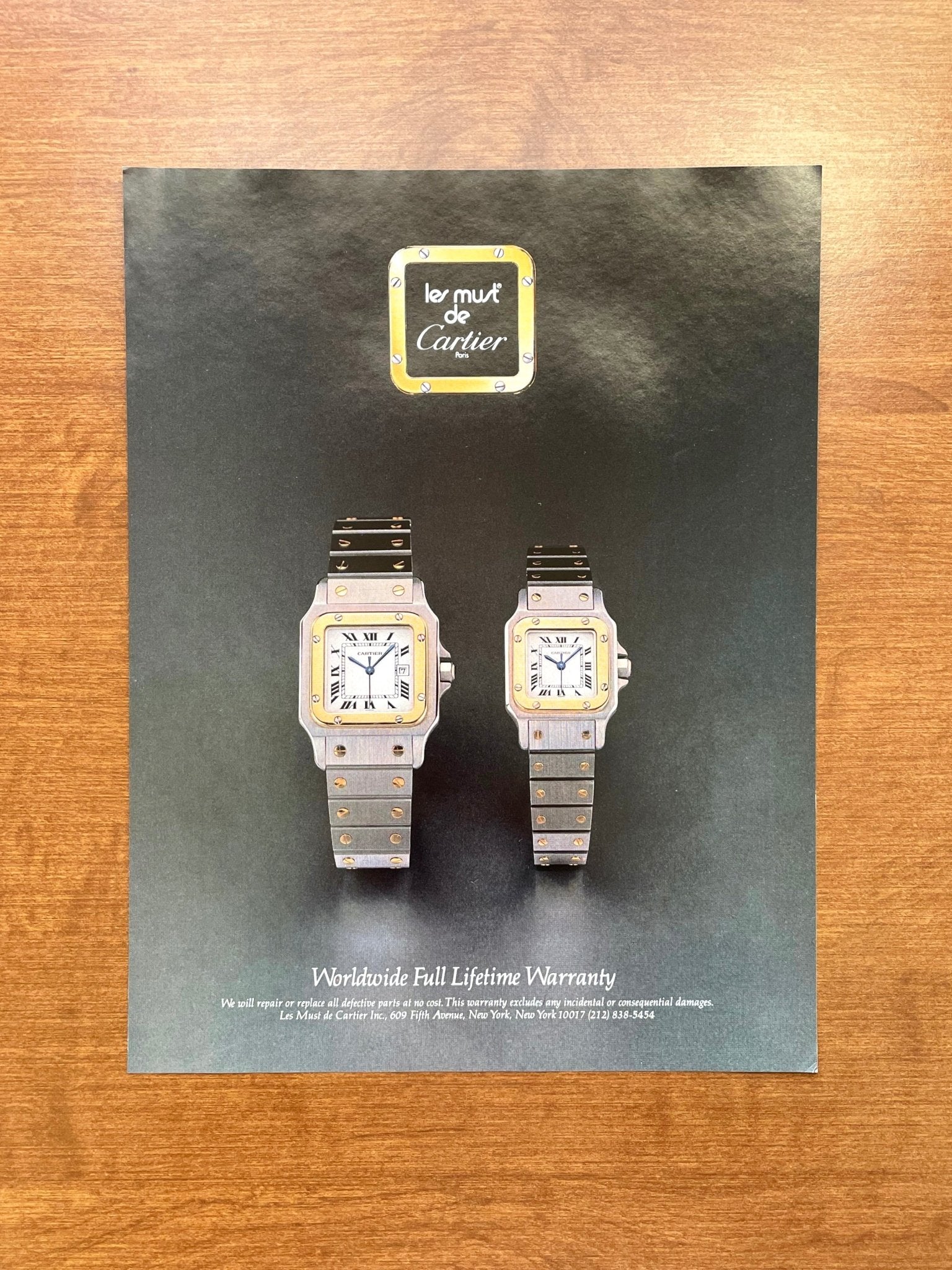 1980 Cartier Santos Watches Advertisement