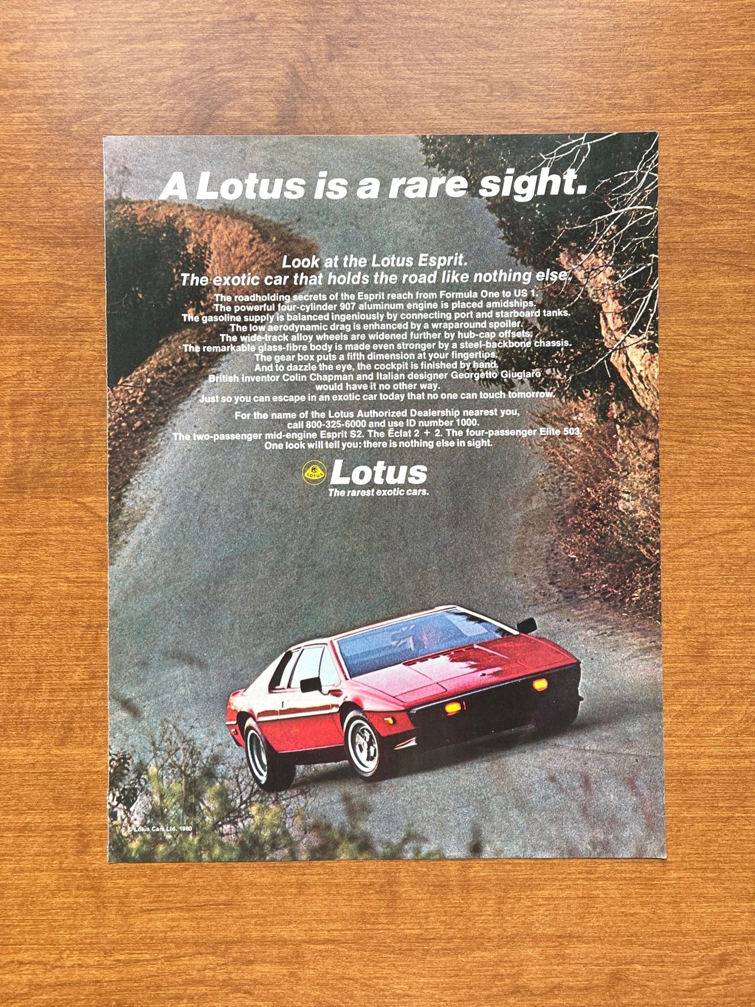 1980 Lotus Esprit "rare sight." Advertisement